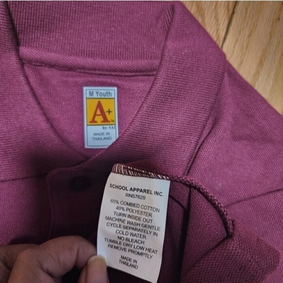 M Youth School Apparel Uniform Long Sleeve Polo Shirt - Picture 4 of 8